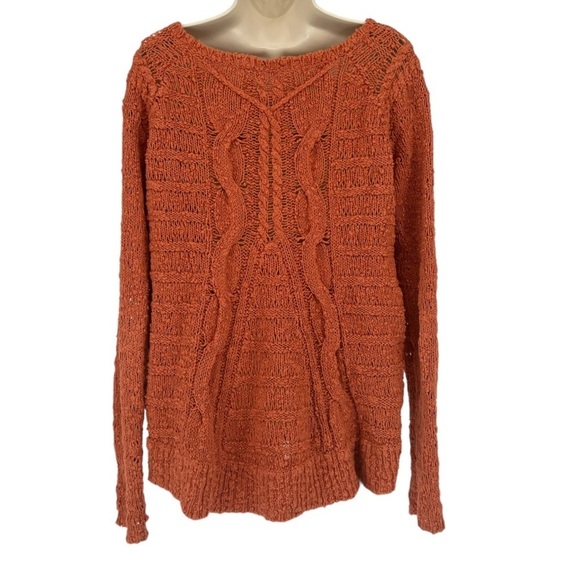 Moth Chunky Cable Knit High- Low Burnt Orange Sweater Size S - Picture 4 of 12
